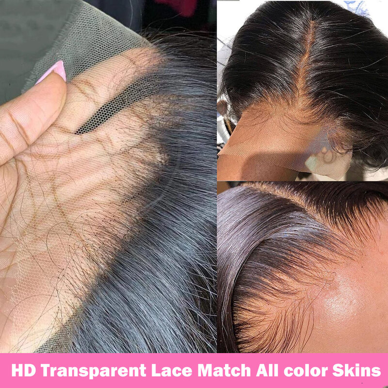 Pelucas frontales de encaje HD para mujeres, cabello humano liso de 13x6, 28, 30 pulgadas, 4x4, 180%