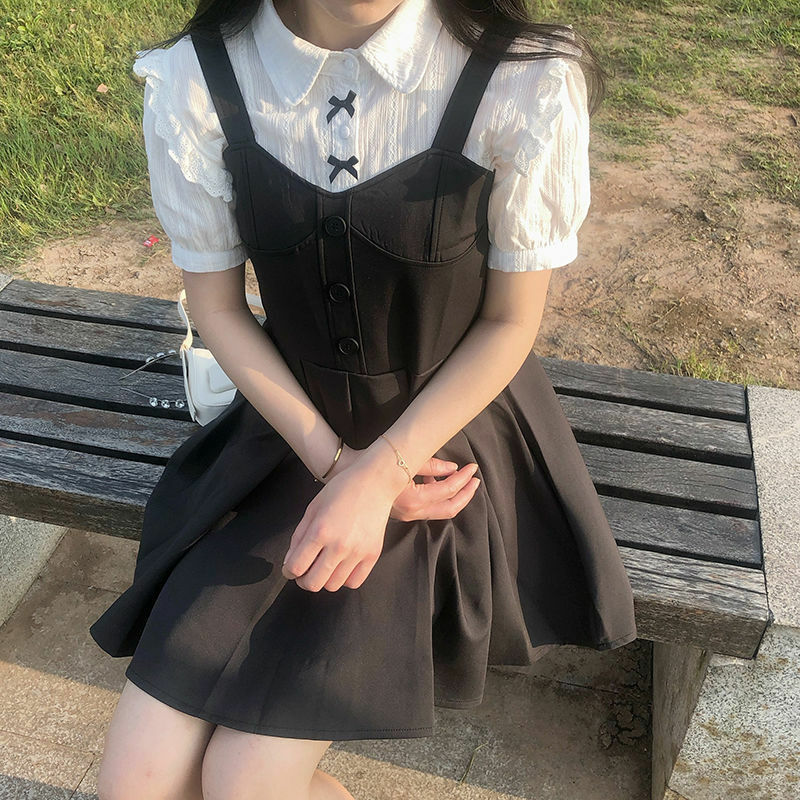 Deeptown Kawaii Blus Putih Wanita Lolita Renda Antik Kaus Lengan Pendek Perempuan Lembut Gadis Jepang Gaya Manis Atasan Lucu Mujer