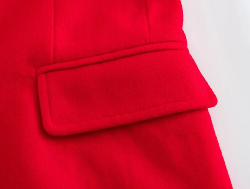 Chaqueta de lana ajustada para mujer, abrigo retro de manga larga con solapa y bolsillo, de color liso, informal, a la moda, para otoño e invierno, novedad de 2022