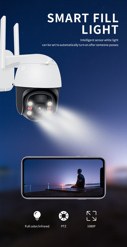 5MP Solar PTZ Camera PIR Human Detection Cameras 30M Night Vision 2-Way Audio CCTV Home Security IP Camera With 19200mAH battery