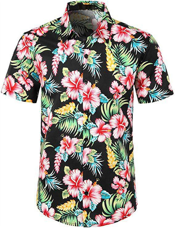 Новая мужская повседневная модная рубашка большого размера с 3D Цифровым принтом и коротким рукавом, мужская рубашка