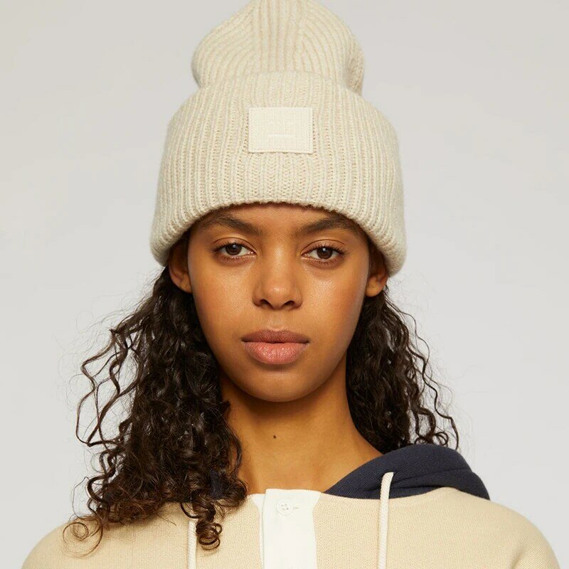 2022 Acne Studios Men's and Women's Winter Hats Face Patch Knit Beanie Wools Smile Matching Hat Multicolor Thermal Beanies