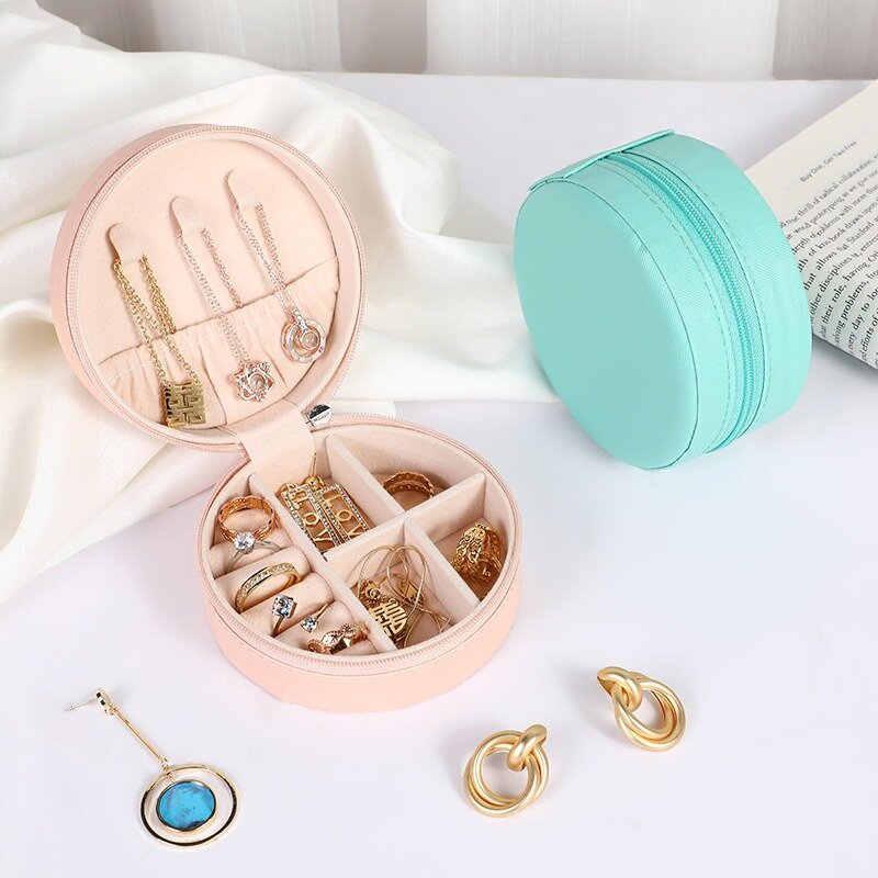 Portable Jewelry Storage Box Candy Color Travel Storage Organizer Jewelry Case Earrings Necklace Ring Jewelry Organizer Display