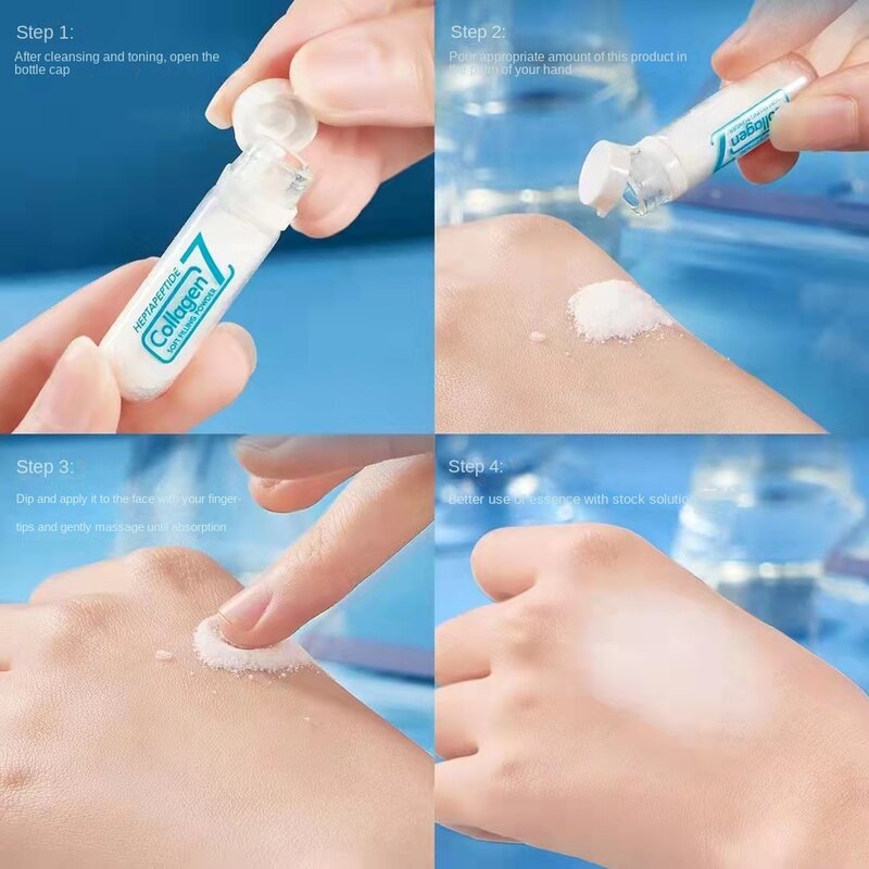 Heptapeptide collagene riempimento polvere essenza siero Set idratante idratante rassodante per la pelle riduce le rughe Kit per la cura della pelle del viso
