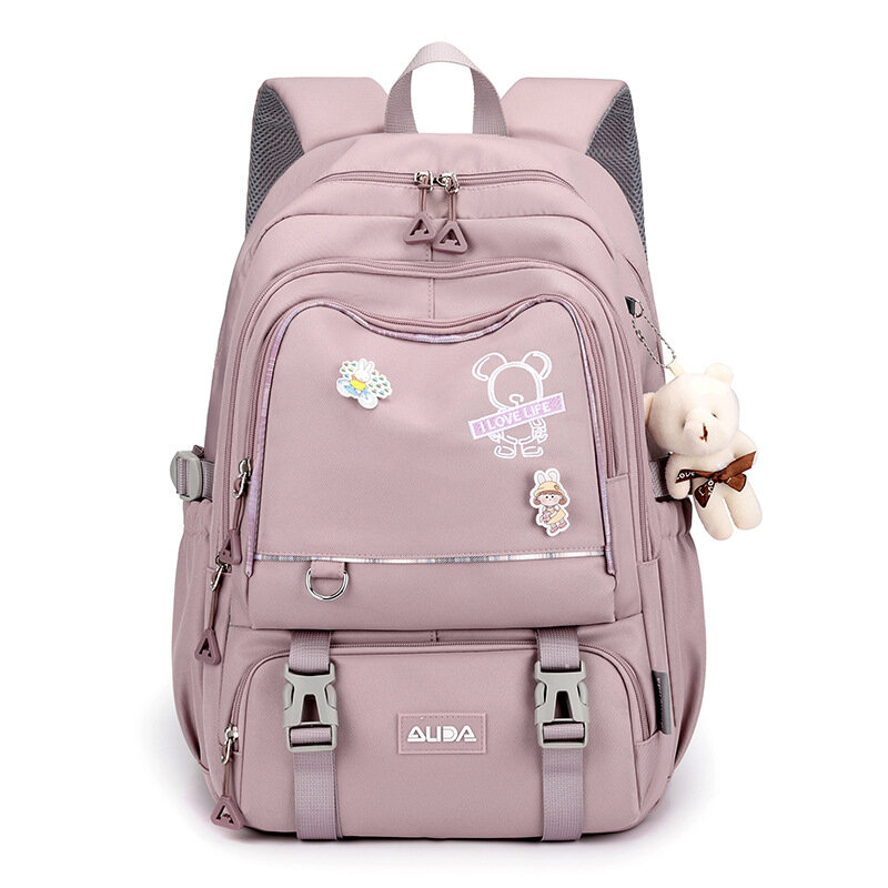 Рюкзак средней школы для девочек-подростков, студентов, милый мультяшный медведь, повседневные школьные сумки в Корейском стиле, женский рюкзак, нейлоновый рюкзак