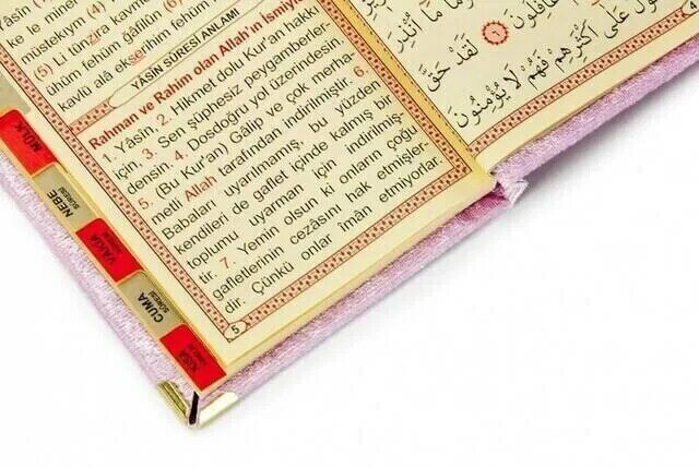 IQRAH económico terciopelo forrado Yasin Book-tamaño De bolsillo-Color rosa-Mevlüt regalo de