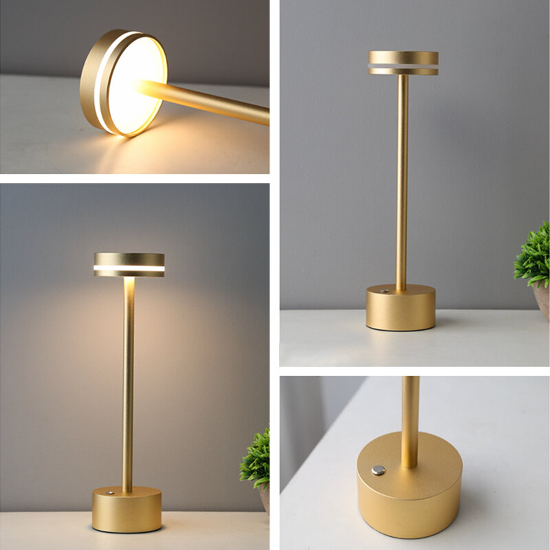 Bar Table Lamp LED Touch Dimming Desk Lamp USB Rechargeable Night Light for Restaurant/Hotel/Coffee/Bedroom Decor Lighting
