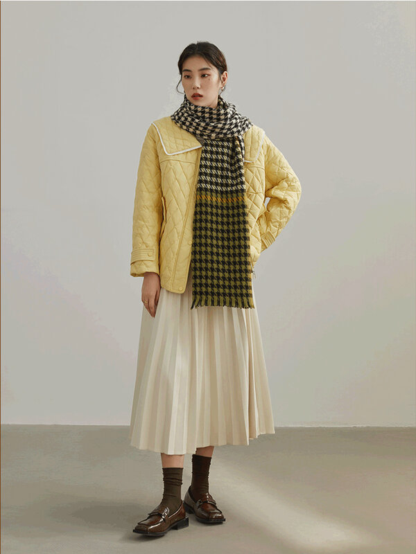 DUSHU 67cm szerokości 190cm długie kobiety dorywczo gładki szal miękki ciepły Tricolor sprawdzone szalik kobiety zima 2022 moda szalik