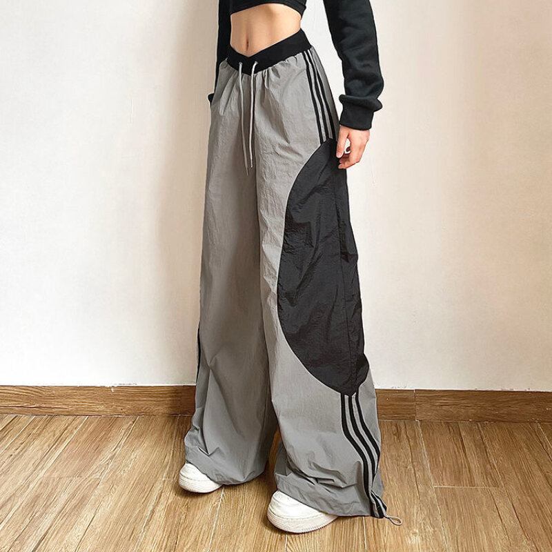 ผู้หญิง Techwear Cargo กางเกง Y2K Streetwear เกาหลี Harajuku ติดตามร่มชูชีพกางเกง Tech กางเกงขายาวกว้างขากางเกง Joggers 2023