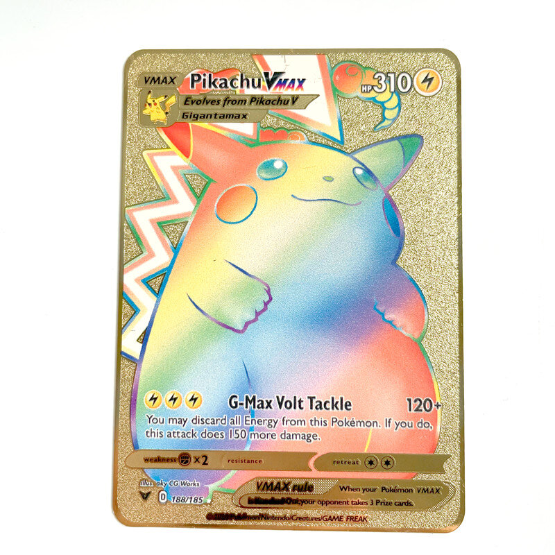 Tarjetas de Pokémon de Metal para niños, regalo de Navidad de juego de tarjetas de colección, V, PIKACHU, Charizard, Golden Vmax, 2021
