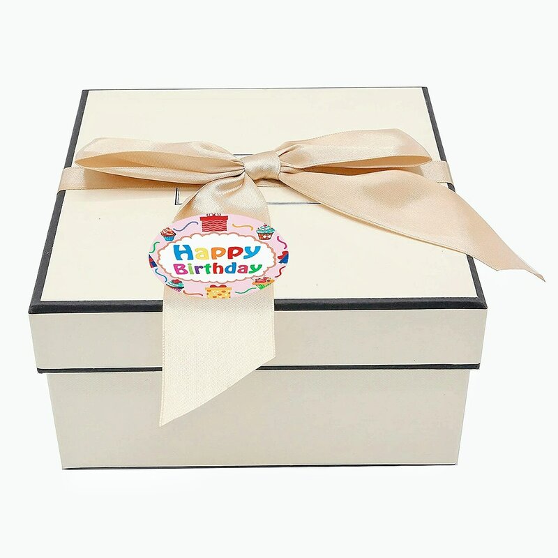 Etiquetas adhesivas de feliz cumpleaños, etiquetas de sellado de papel de 1 pulgada, tarjeta de regalo, papelería de Embalaje Comercial, 50-500 piezas
