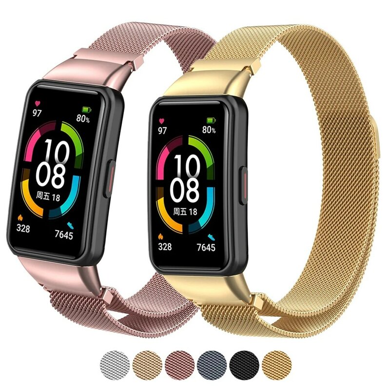 Magnetische Lus Band Voor Huawei Band 6/6 Pro Huawei Band6 Smartwatch Correa Metalen Rvs Armband Honor Band 6 Band