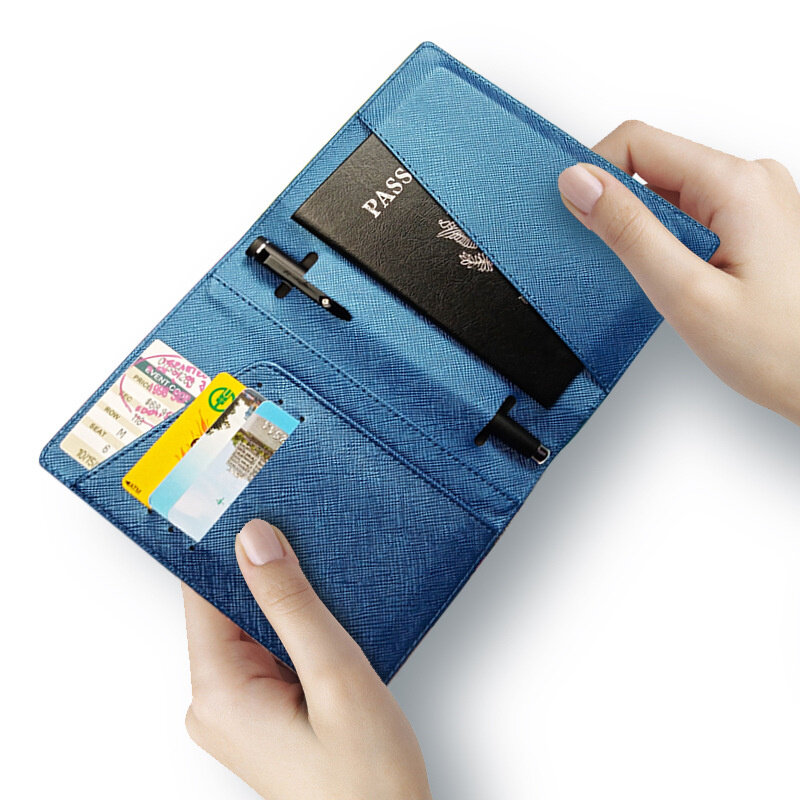 Titular do passaporte multifuncional saco de armazenamento de documentos de viagem caneta inserção multi cartão titular do passaporte 1 pçs capa de passaporte viagem