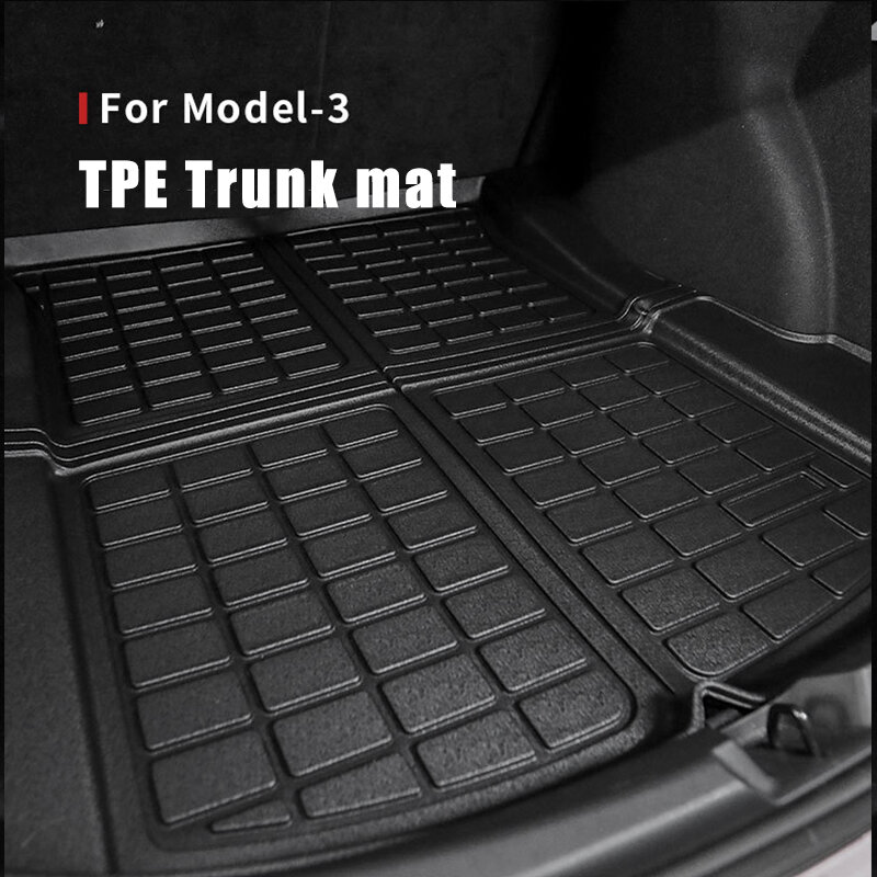 ชุดธรรมดา TPE Trunk Frunk สำหรับ Tesla รุ่น3 Cargo Liners Boot ช่องล่าง MatsFull ชุดธรรมดา TPE T