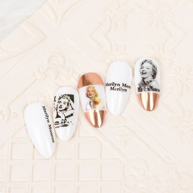 Autocollants pour ongles, étiquette de décoration, Sexy reine Marilyn Monroe, adhésifs, Designs créatifs, filigrane, 1 pièce