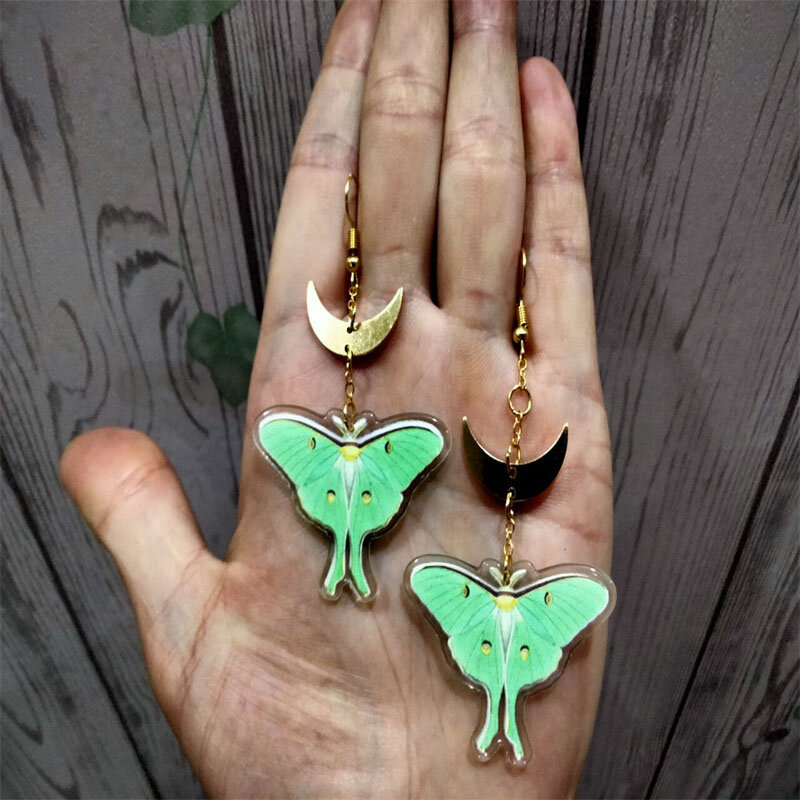 Moth and Moon Earrings; Hypoallergenic; Nickel free Earrings,Wanderlust Jewelry