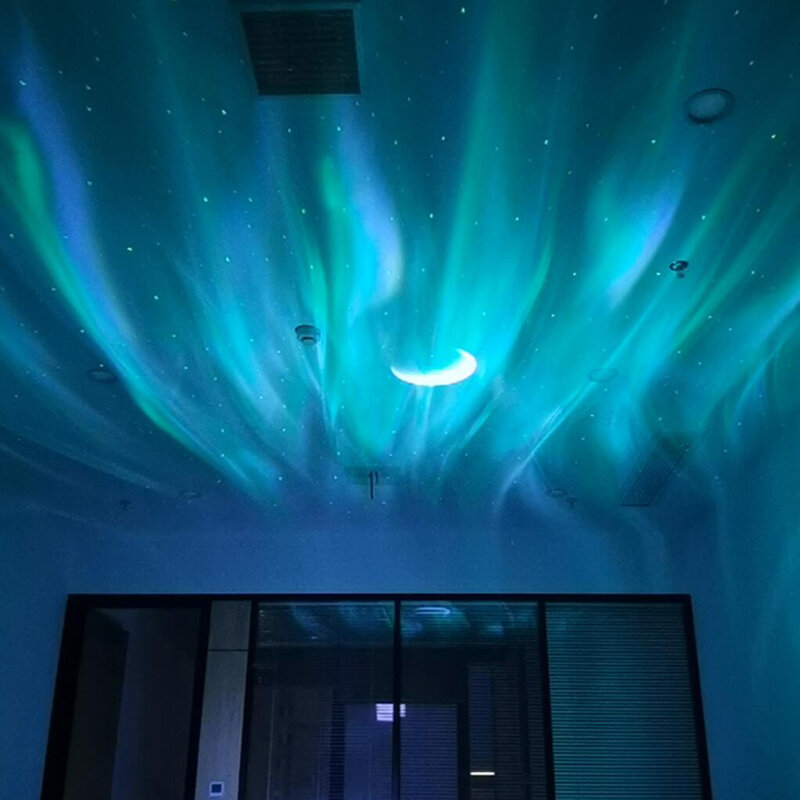 오로라 문 스타 프로젝터 밤 빛 갤럭시 별이 빛나는 하늘 프로젝터 LED 3D 문 램프 블루투스 음악 스피커 홈 장식 선물