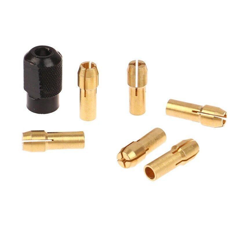 7Pcs/set High Quality Brass Collet 1.0/1.6/2.0/2.4/3.0/3.2 + Check M8*0.75 Fits Rotary Tools Electric Grinder Accessories