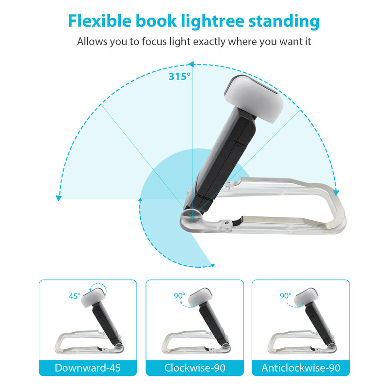 Luz LED recargable por USB para lectura, lámpara de cabecera, tipo Clip, marcapáginas de protección ocular ajustable