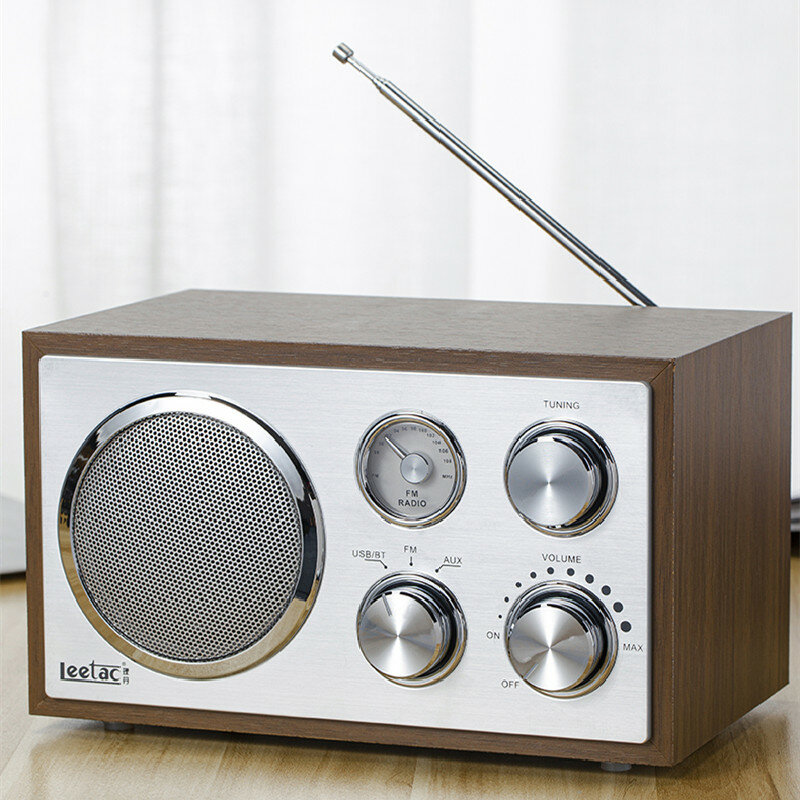 Alto-falante bluetooth com mesa de madeira, speaker estéreo retro, rádio retro, caixa de som multifuncional de banda completa para computador doméstico