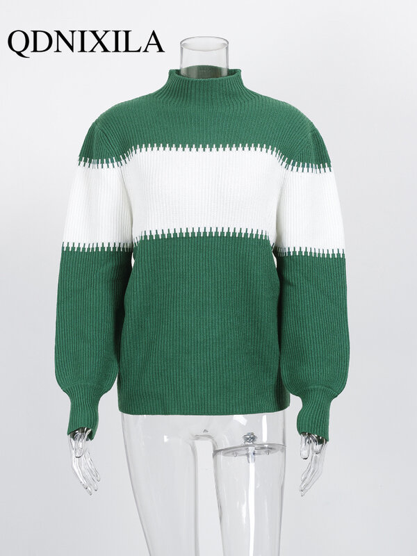 신제품 하이넥 스웨터 긴팔 오버사이즈 스웨터 풀오버 상의 여성용, 2022 년 가을 겨울