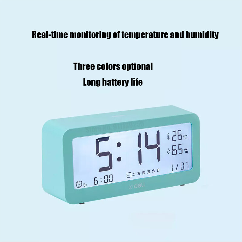 Xiaomi deli despertador eletrônico thermo-umidade monitor de alarme multifuncional com função visual de temperatura e umidade