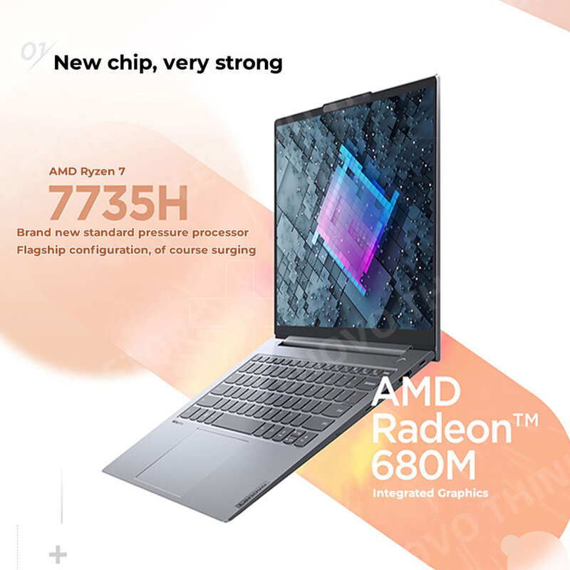 2023 Lenovo Laptop ThinkBook 14 + AMD Ryzen R7 7735H 16GB/32GB RAM 512GB SSD 14-calowy ekran 2.8K 90Hz IPS komputer przenośny
