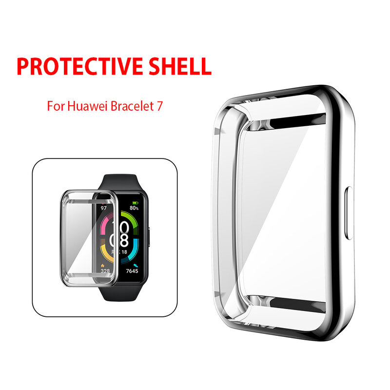 Tpu macio pulseira caso quadro assista proteção completa capa para huawei banda 7/band 6 pro/honor band 6 protetor para carros escudo