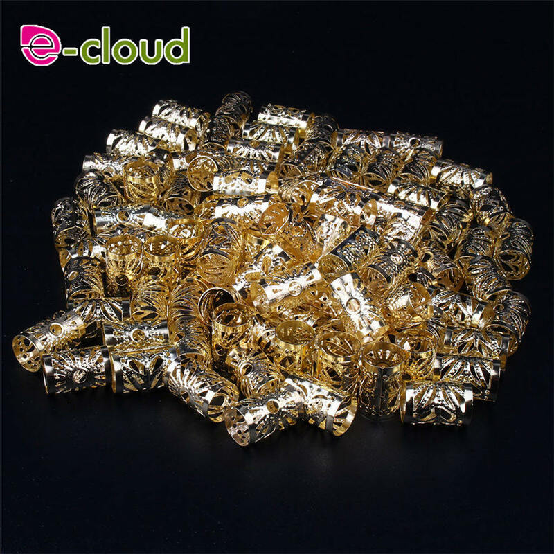 100pcs/Lot Hair Rings Dreadlock Beads Gold Silver Color Hair Bead for Dreadlocks Hair Rings Braiding Hole Micro Ring
