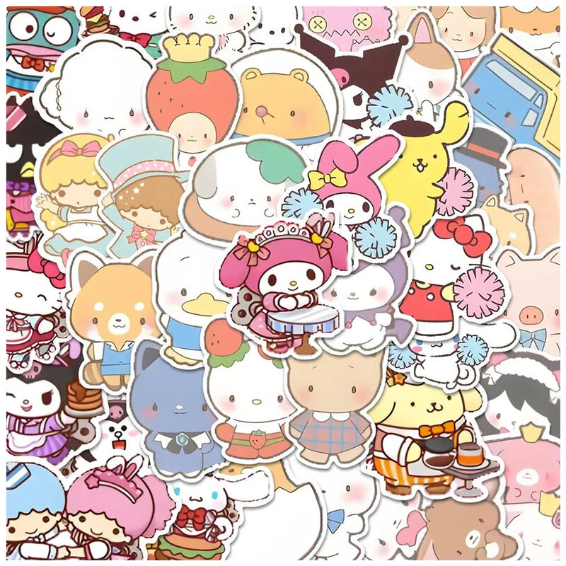 Sanrio-pegatinas de Hello Kitty Kuromi My Melody, pegatinas de dibujos animados para ordenador portátil, Notebook, teléfono, Anime Kawaii, decoración, juguetes, 10/30/48 piezas