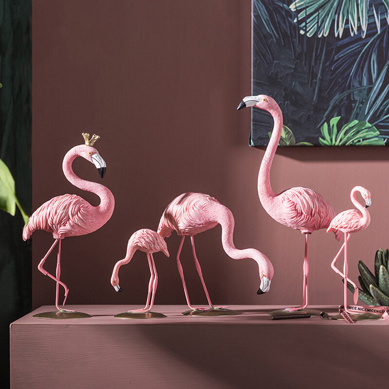 Nordic INS Pink Flamingo Decoration Crafts Home Decoration Living Room Soft Decoration Shooting Props Decoration