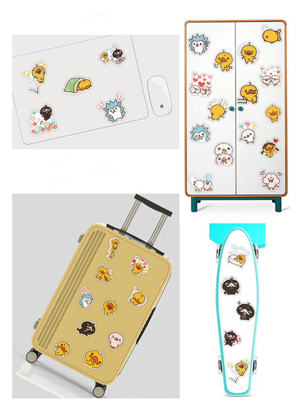50 sztuk Cartoon naklejki mała żółta kaczka Kawaii śliczne wodoodporne konto ręczne telefon komórkowy papiernicze kask naklejki dla dzieci zabawki