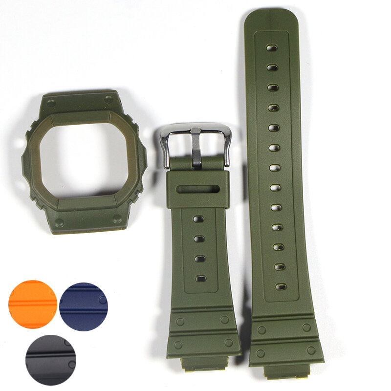 Aksesori jam tangan tali resin 16mm cocok untuk G-SHOCK DW5600 silikon transparan pria dan wanita sabuk olahraga