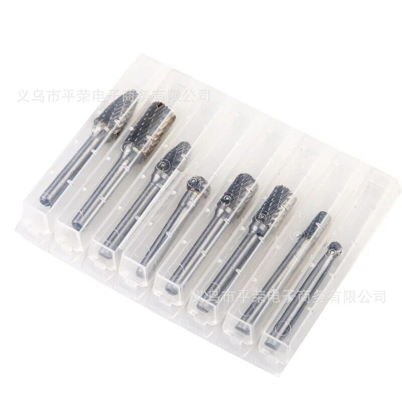 8-piece Set Double Groove Rotary File Tungsten Steel Grinding Head Lengthened Carbide Grinding Head