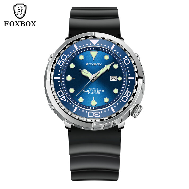 LIGE แบรนด์ FOXBOXLuxury นาฬิกาควอตซ์ผู้ชาย Chronograph Sport กันน้ำนาฬิกาทหารแฟชั่นซิลิโคนนาฬิกาข้อมือนาฬิกา