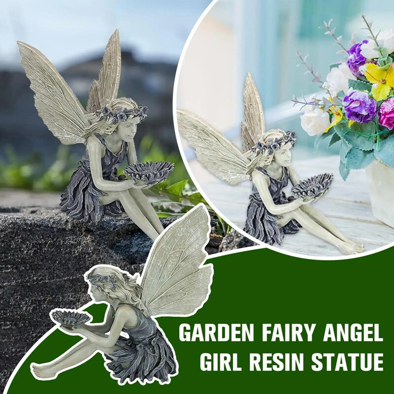 庭の装飾のための花の置物,天使の樹脂の仏像,屋外の装飾,