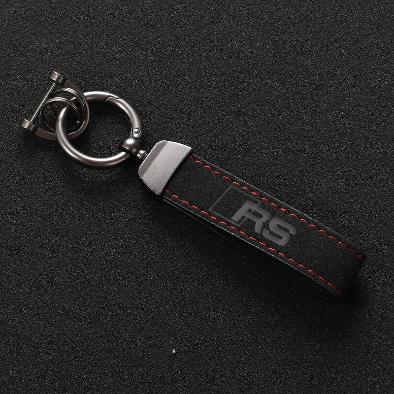 Fashion Sports High Quality Leather Keychain 4s custom gift Key Rings with RS Letter RS logo keychain Decorative storage keys