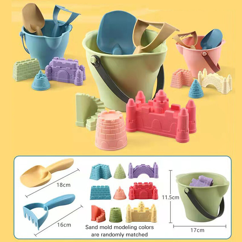 Conjunto de juguetes de verano para niños, Set de herramientas de molde de arena de Duna de goma con modelo de castillo en la playa, juguete de baño para bebés