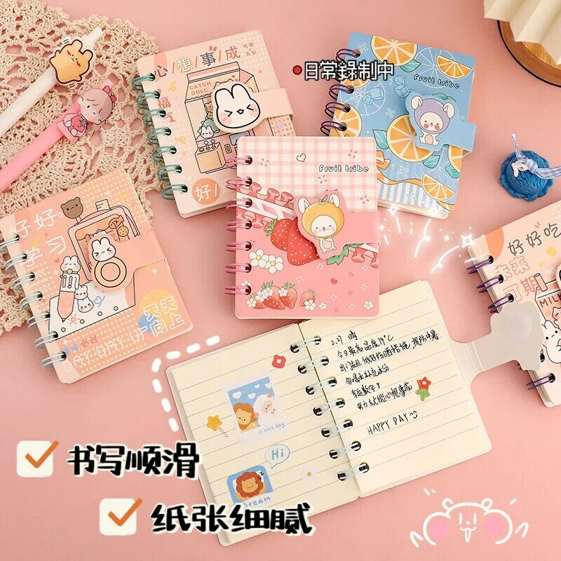 Koreaanse Cartoon Mini Portemonnee Schattige Coil Boek Draagbare Notepad Bericht Memo Notebooks Voor Studenten Kantoor Eenvoudige Journal Gift