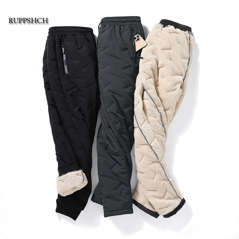 Inverno lambswool calças casuais quente grosso velo calças esportivas moda jogging marca masculina à prova dplus água plus size M-8XL