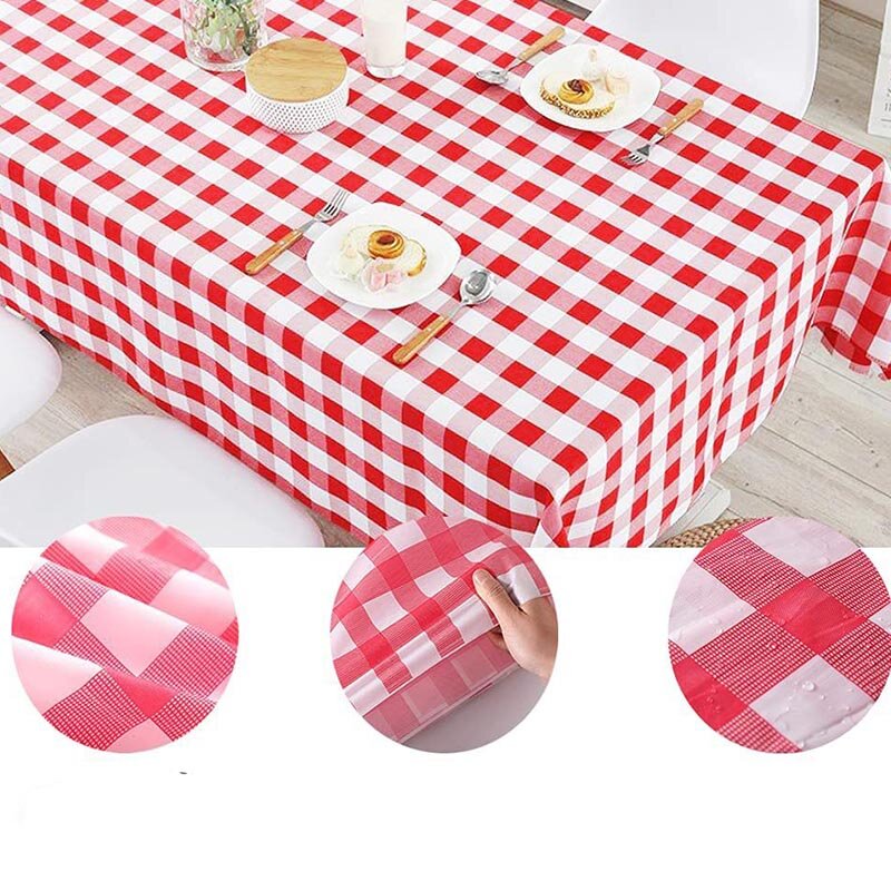 Toalhas de mesa descartáveis de plástico, toalha de mesa descartável para festa de casamento, xadrez, decoração para piquenique e churrasco ao ar livre