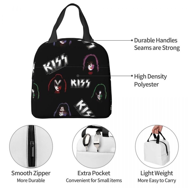Kiss Band Faces Lunch Bag con manico Kiss Music Meal Cooler Bag Cute Clutch Work Thermal Bag