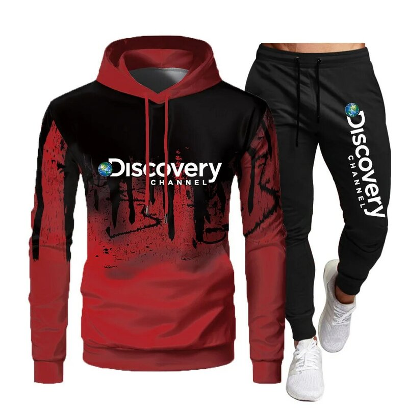Pakaian Olahraga Musim Gugur/Dingin Kualitas Tinggi Pria Penemuan Kaus Hoodie Celana 2 Set Latihan Kebugaran Jogging Pakaian Olahraga Pria