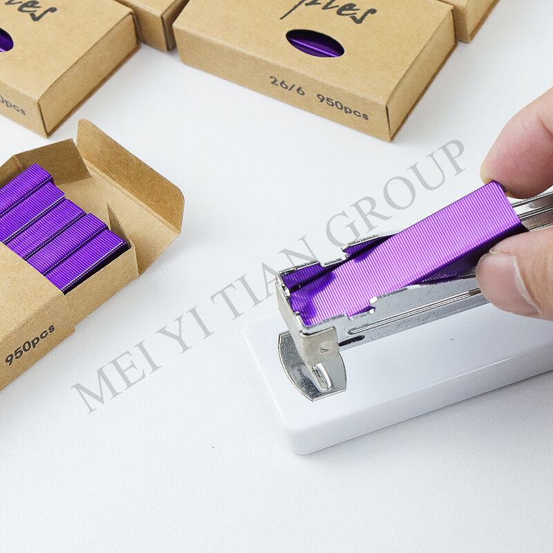 4 scatole viola graffette Standard ricarica cucitrice 26/6 taglia 3800 graffetta per forniture di cancelleria per ufficio