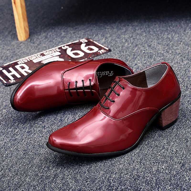 Chaussures formelles imperméables à lacets pour hommes, 6cm, pour réunion d'affaires, mariage