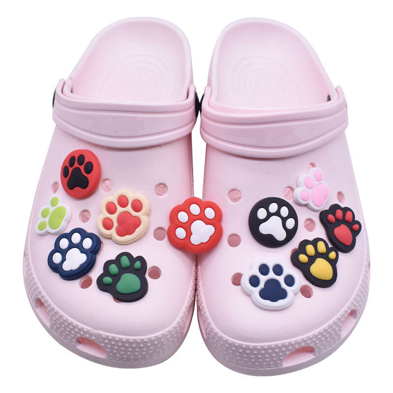 Hot 1 Pcs Paw Print Series PVC Shoe Buckle Cartoon Shoe Charms Accessories Garden Shoe Decorations Charms for Kids Funny Gifts