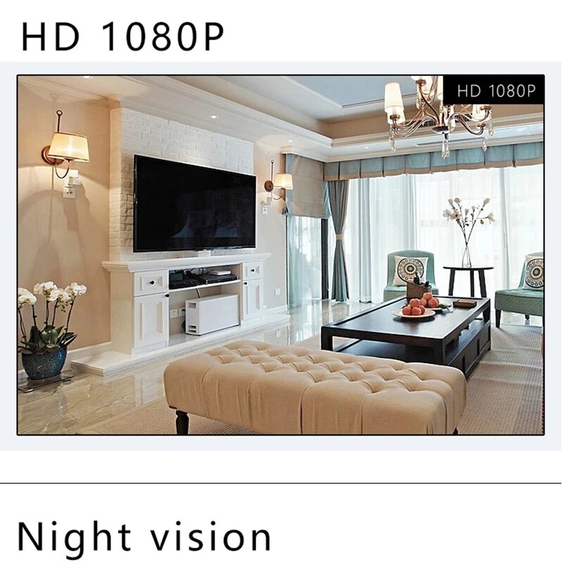 Мини-камера видеонаблюдения 2022 P HD с функцией ночного видения и Wi-Fi