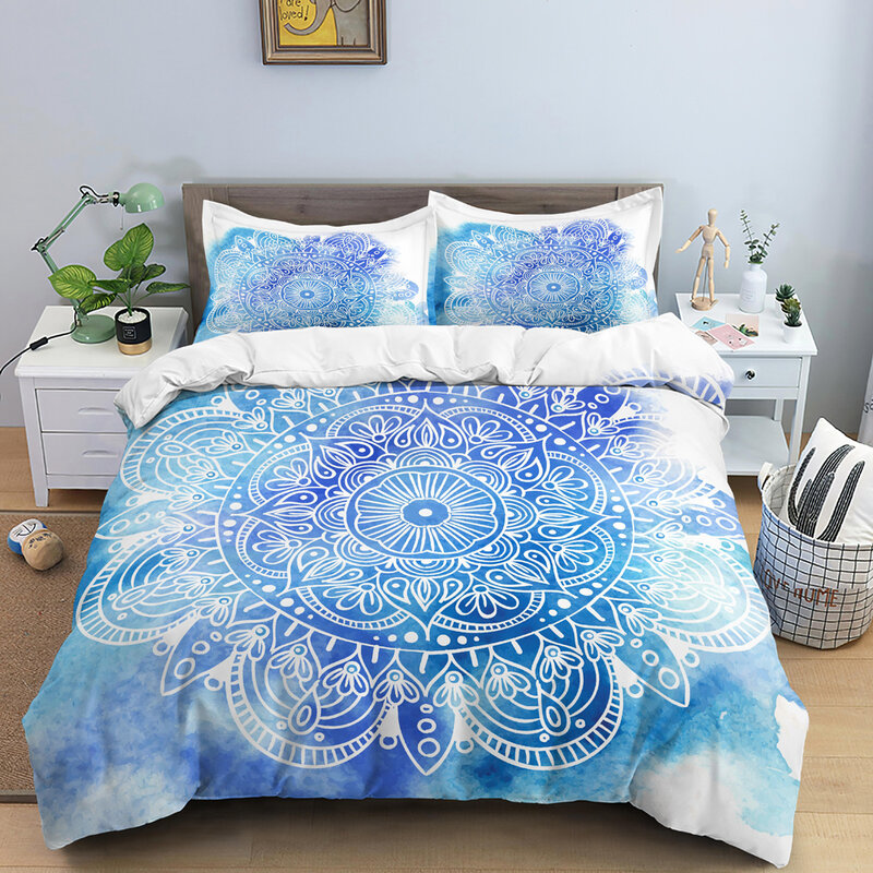 3D Ethnic Duvet Cover Mandala Print  Bedding Set Double Quilt Cover With Zipper Closure King Size Luxury Comforter Cover