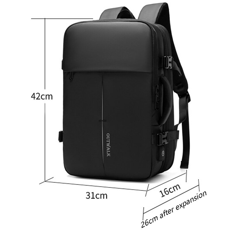 الرجال قابلة للتوسيع 15.6 بوصة محمول على الظهر USB مقاوم للماء دفتر المدرسية الرياضة السفر حقيبة مدرسية حزمة على ظهره للذكور