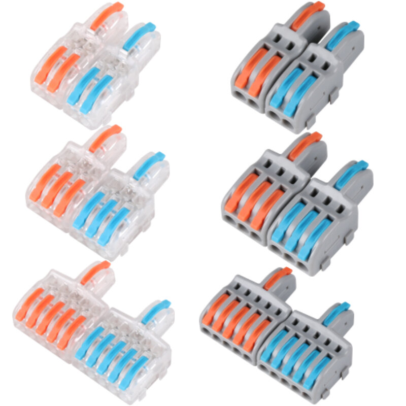 1 Input 2-2/3/5P Output Splitter Quick Spring Splicing Wire Connector Electric Cable Terminal Block Push In With Operation Lever